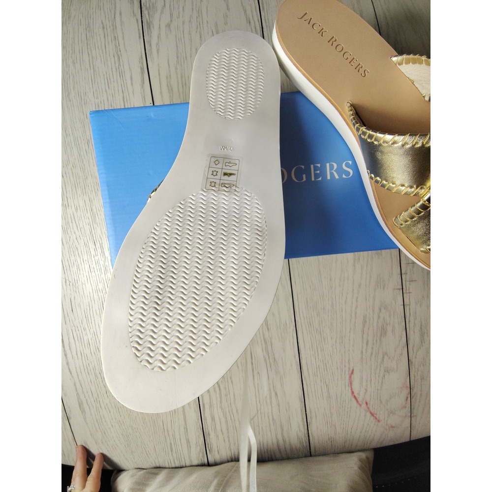 Jack Rogers Sloane X Band Boating Sandals Platinum Gold Metallic Leather 9.5 - Picture 3 of 5